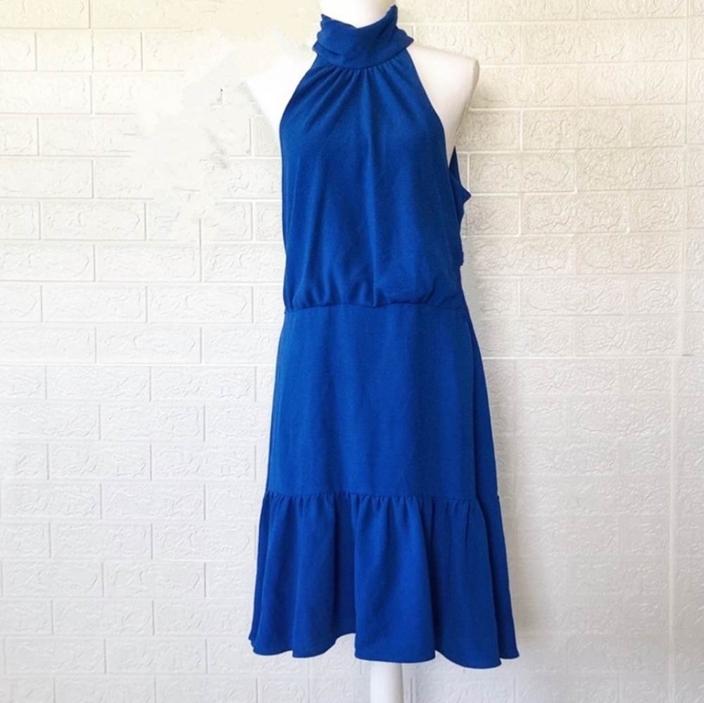 Betsy Johnson high neck blue midi dress 4